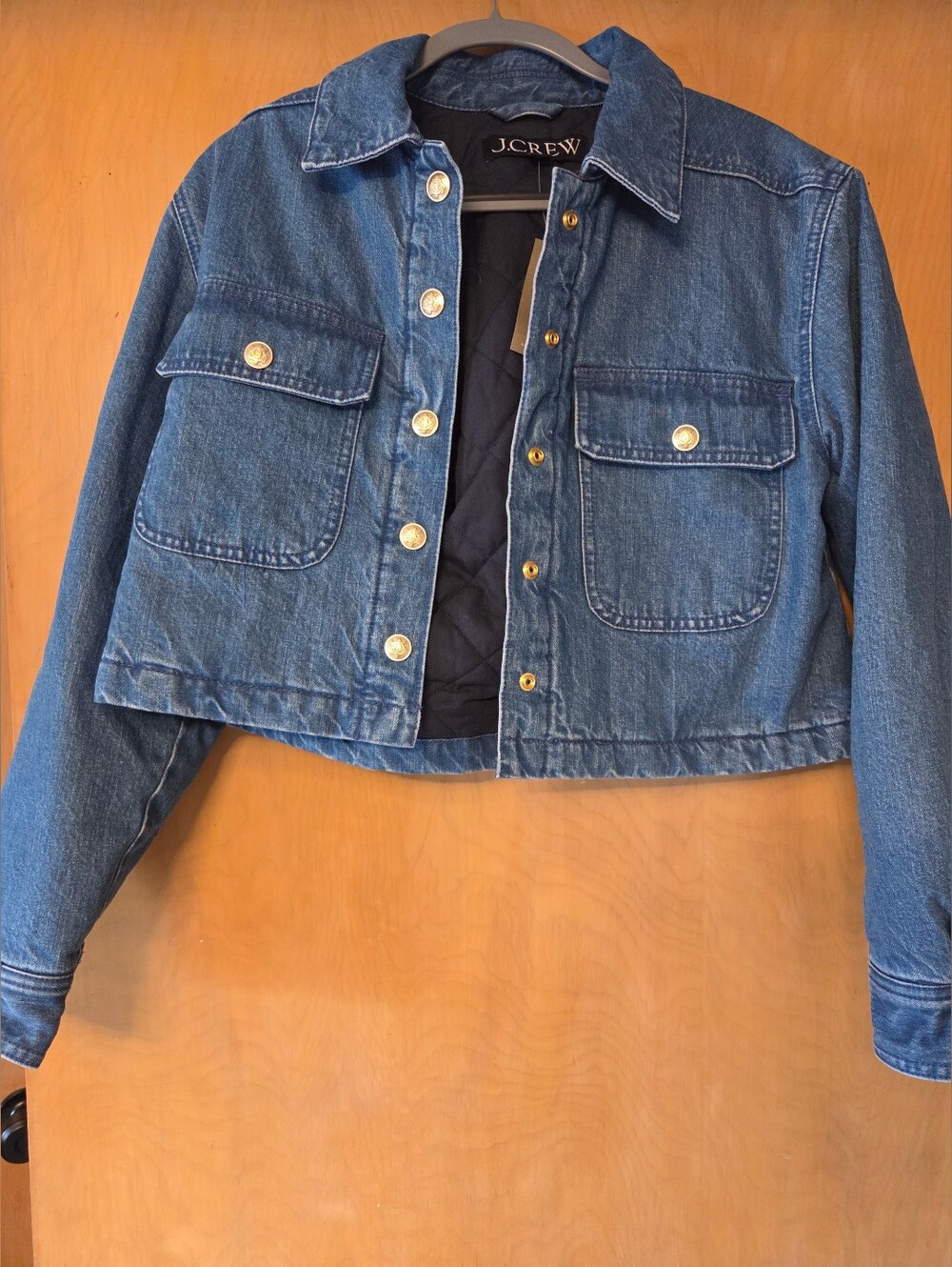 J.Crew Dark Blue Cropped Denim Jacket (Fully Lined)